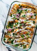 Roasted sweet potato enchiladas with salsa verde sauce! #vegetarian