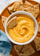 sweet potato hummus with pita wedges
