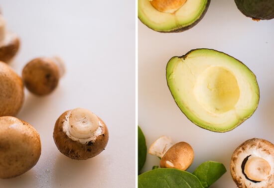 mushrooms and avocados