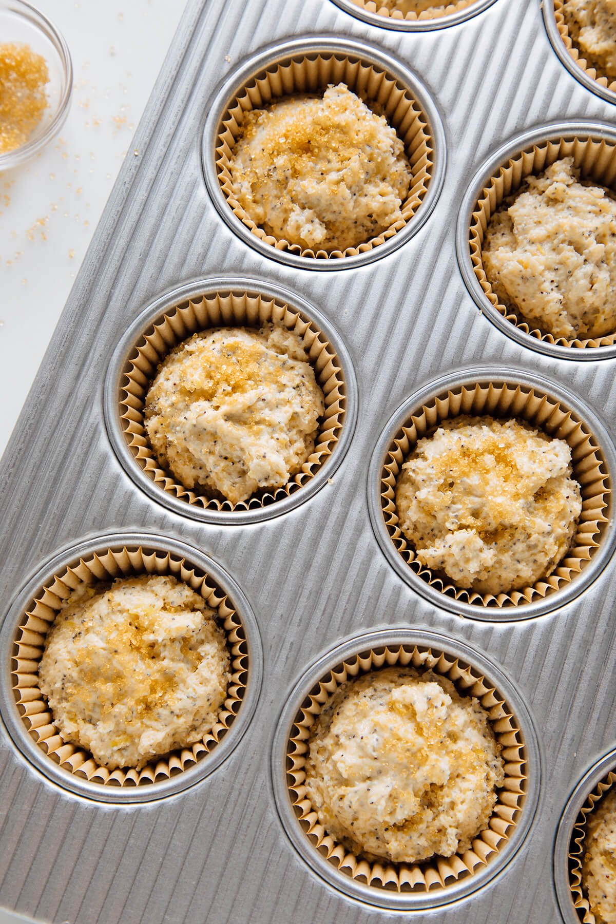 lemon poppyseed muffins before baking