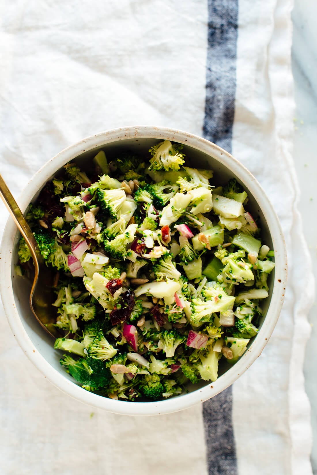single serving of healthy broccoli salad recipe