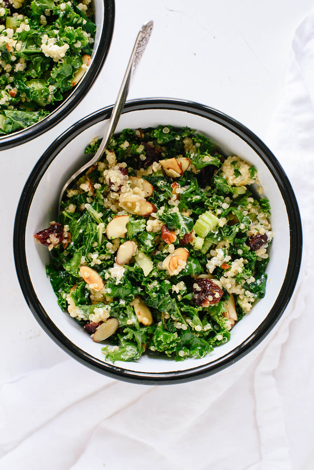 Kale and Quinoa Salad with Crisp Celery, Plumped Cranberries, and Lemon Dressing