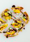Simple Peach, Basil and Ricotta Flatbread