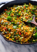 succotash in cast iron pan