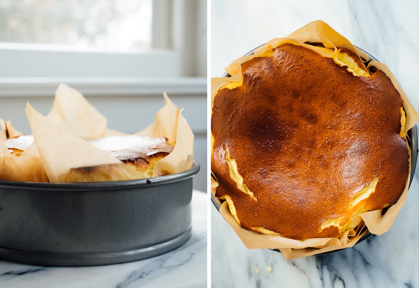 Basque cheesecake hot out of the oven