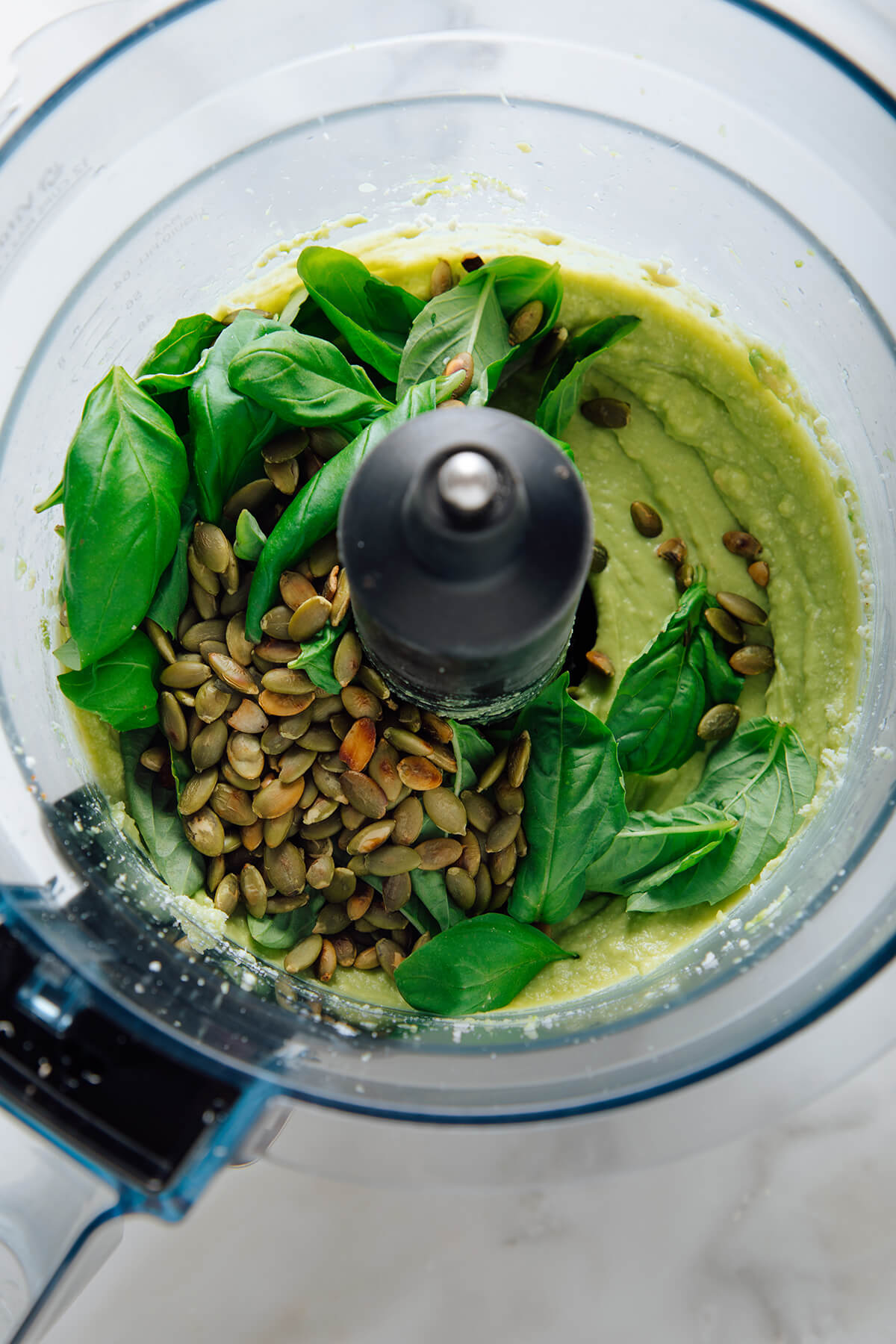 basil and pepitas in pesto