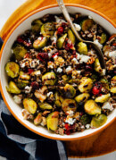 roasted cranberries, brussels sprouts and wild rice dish
