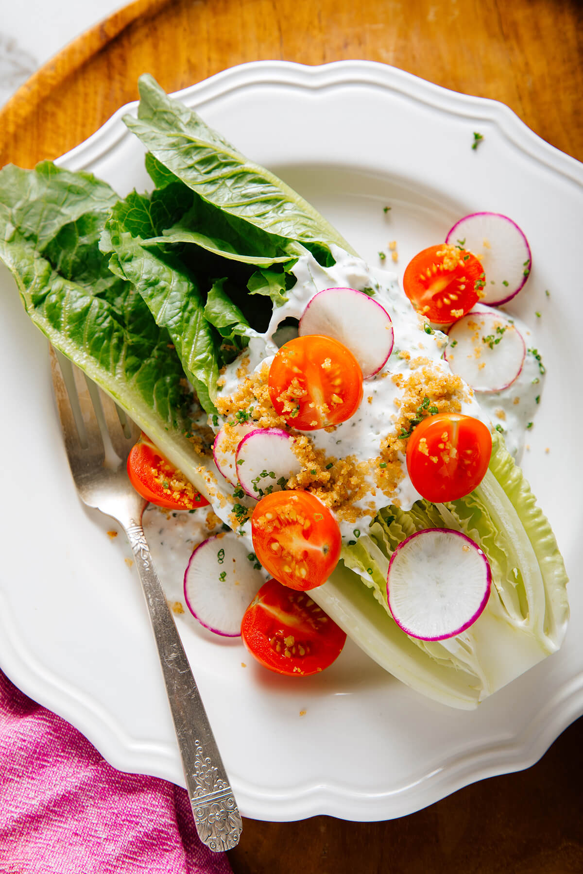 blue cheese dressing on salad